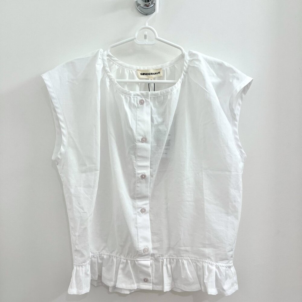 NWT Sonderhaus Studios White Button Tank, Size: M